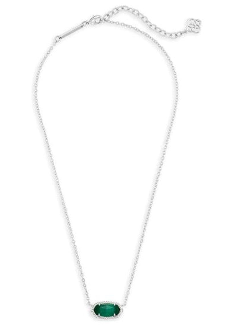 Kendra Scott Elisa Pendant Necklace for Women, Fashion Jewelry, Rhodium-Plated, Emerald Cat's Eye - Image 2